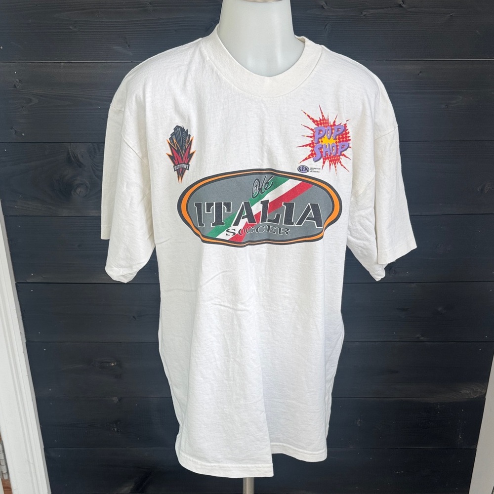 Vintage Single Stitch Italia Soccer Metrostars Graphic Tee - White